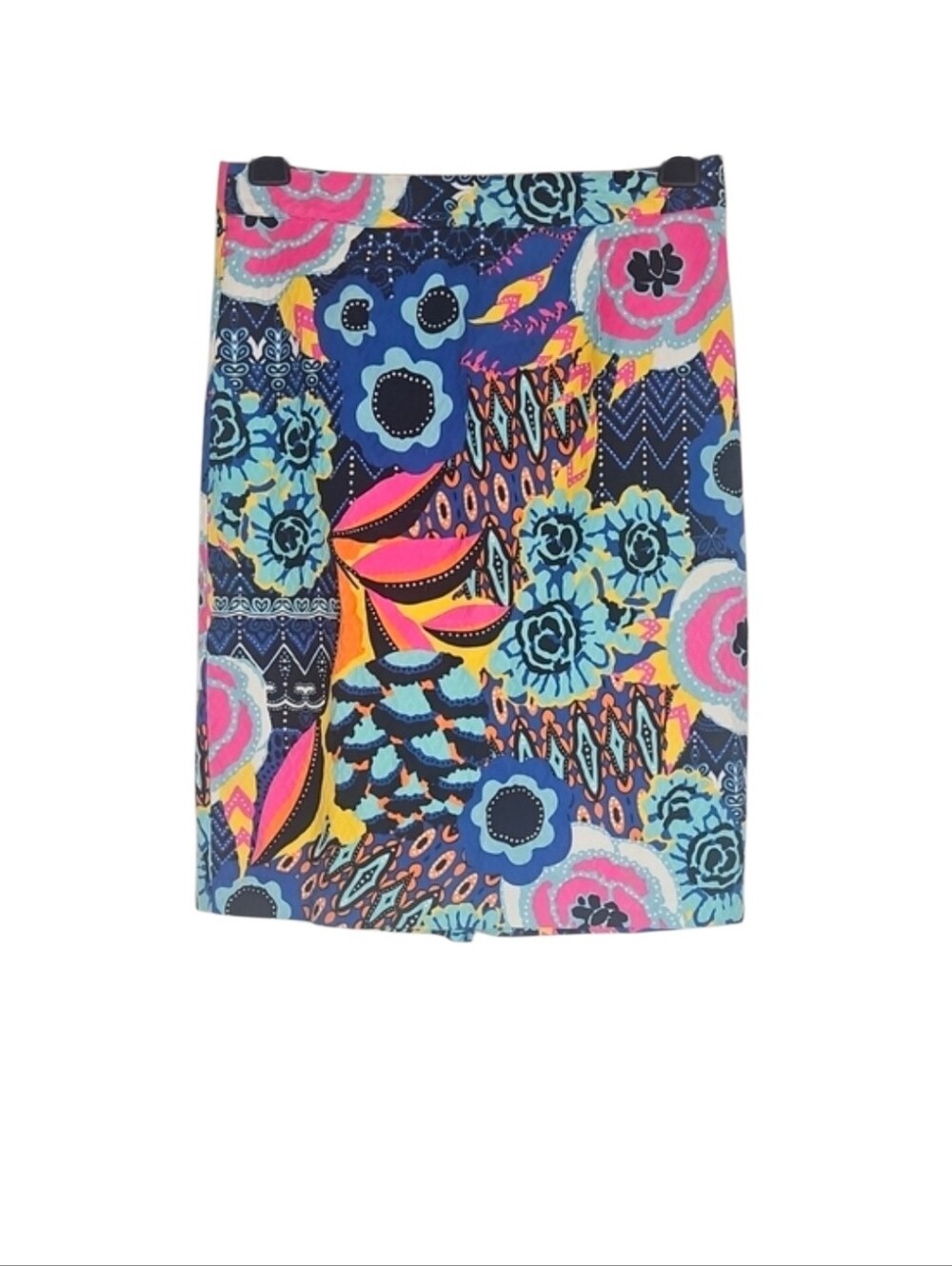 Y2K Weston Textured Blue Pink Floral Avant Garde Pencil Skirt High Waist